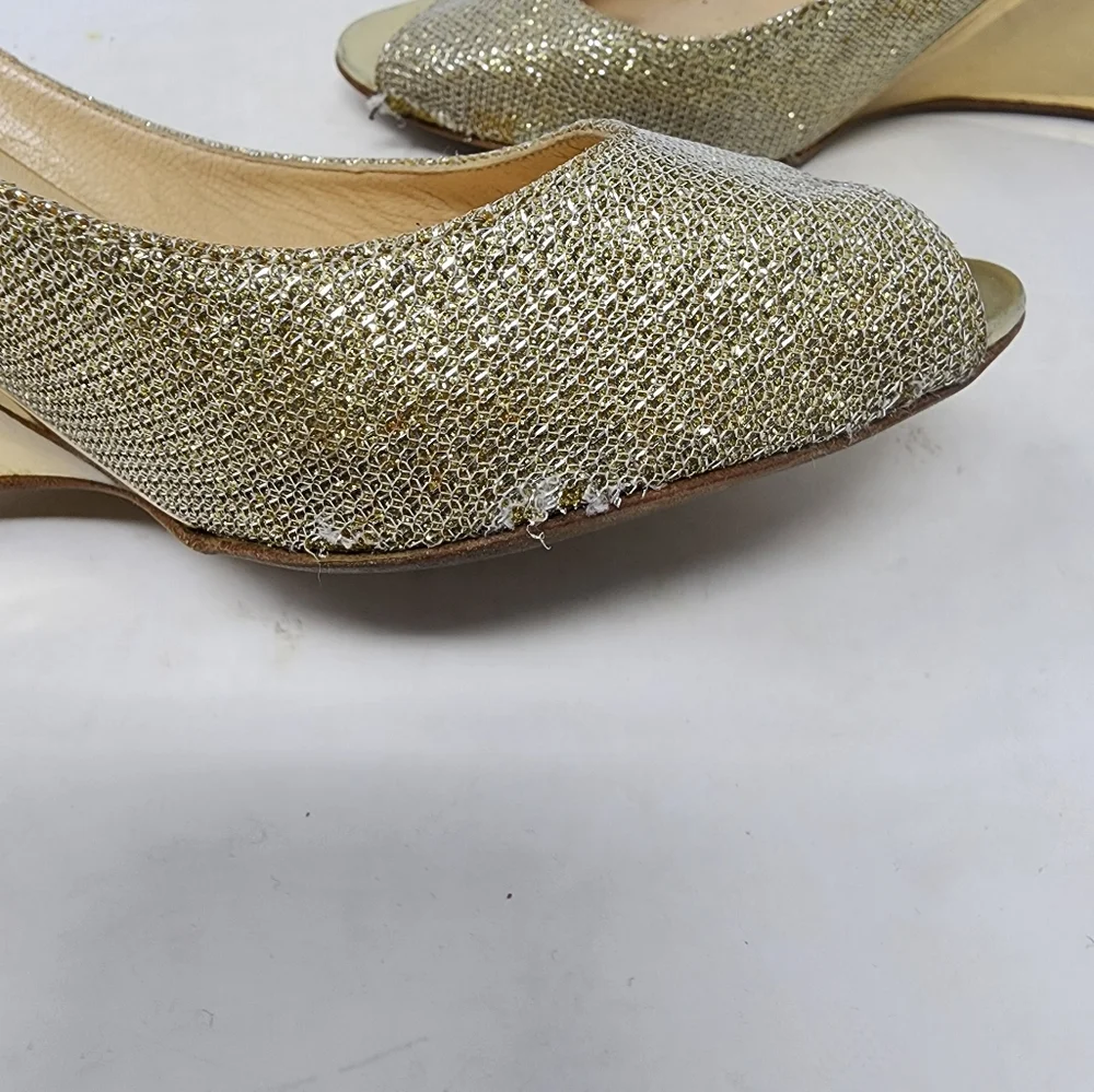 Jimmy Choo Gold Mesh Wedges
